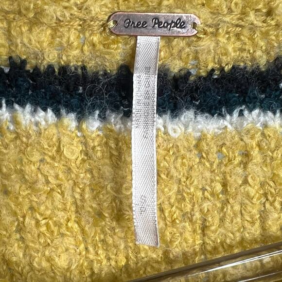 FREE PEOPLE Best Day Ever Sweater Crew Neck Alpaca Blend Gold Striped Womens S - Picture 5 of 7